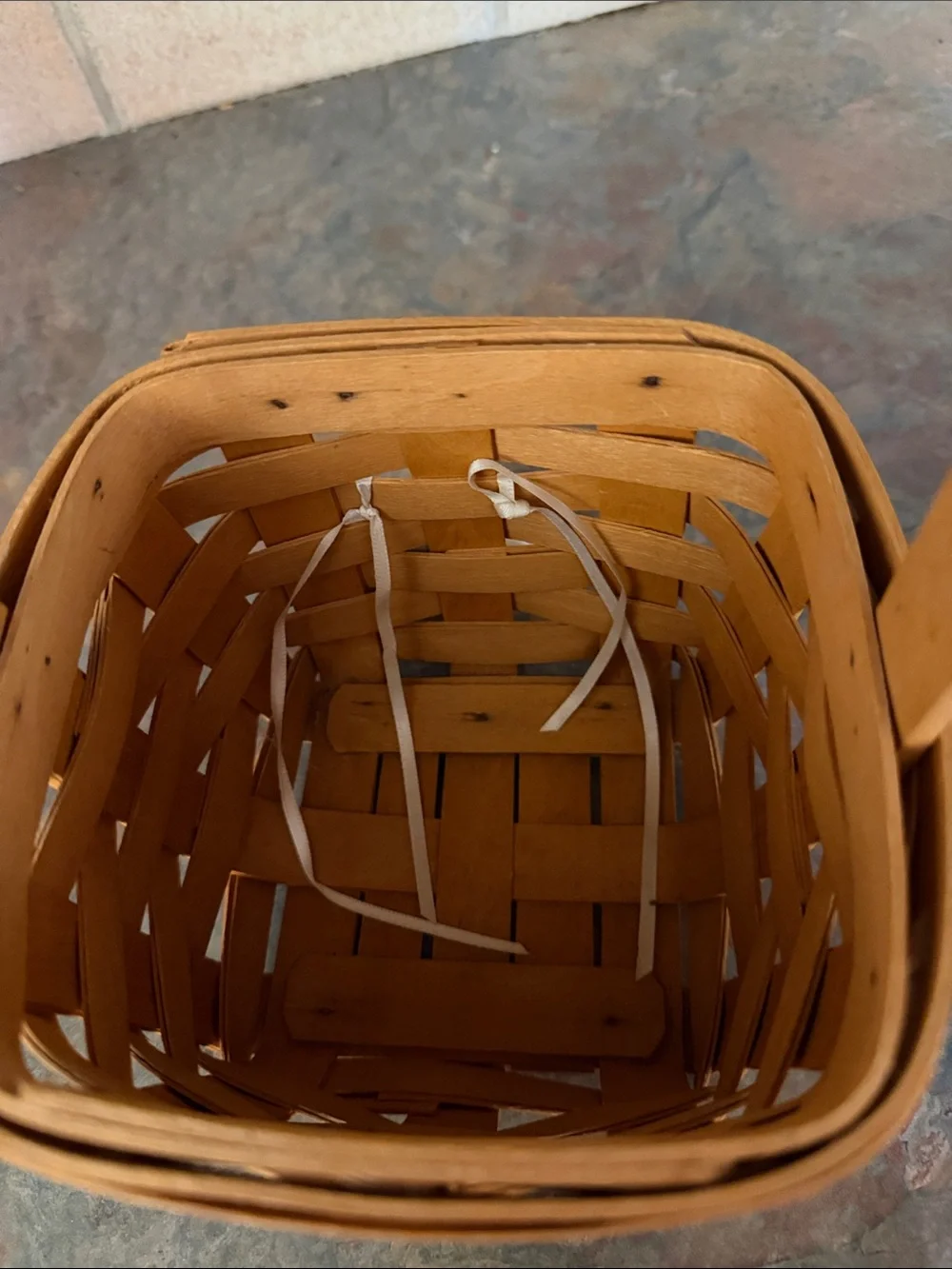 Longaberger Honey Brown Handwoven Square Basket circa 1998🫶